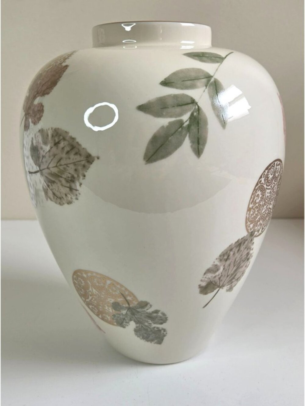 Vtg Lenox Burnished Leaves Vase Urn Style Porcelain Nature's Impressions Décor